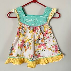 Matilda Jane Cottagecore Floral Swan Ruffle Top Boho Girls Size 8 Whimsical